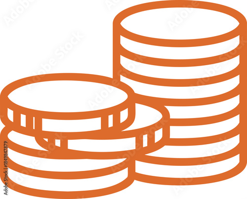 Stacked orange coins on black background symbolizing wealth and finance