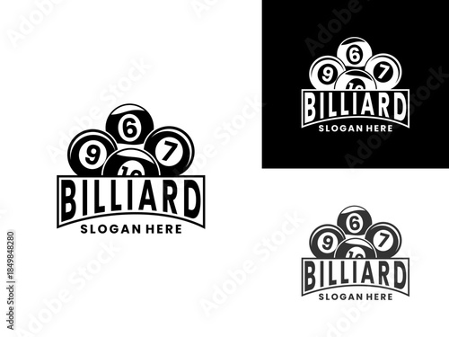 Simple billiard ball logo design vector template, Billiard sport club logo icon design vector
