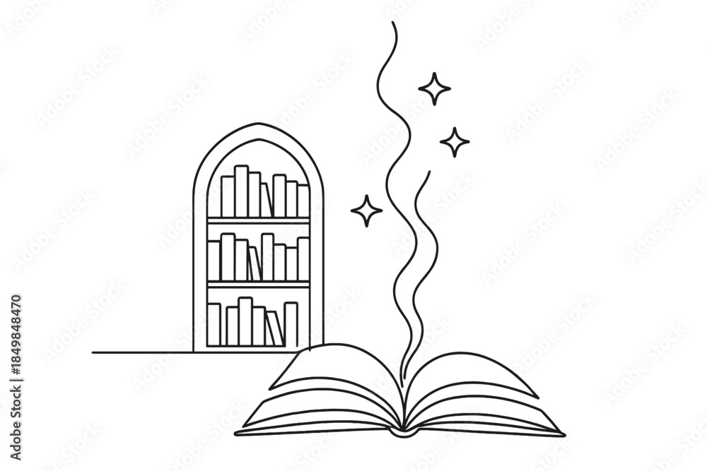 Obraz premium One-Line Arctic Library.