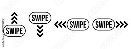 Swipe Direction Icon Set with Arrows for Touchscreen Interface Navigation