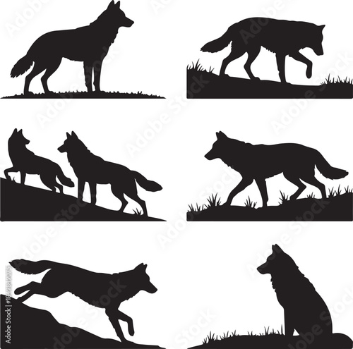 Majestic Wolf Silhouette Vector Illustration – Wild Animal Logo Design