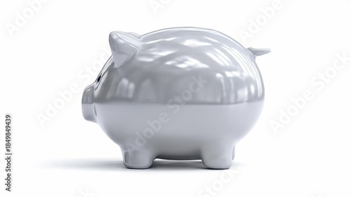 Cute Piggy Bank on White Background for Savings and Finance.