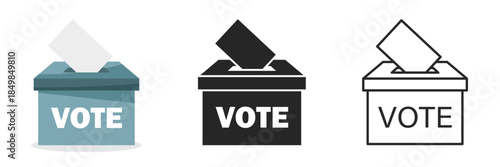 Vote box icons set collection in flat style. Ballot candidate vector illustration on isolated background. Political election sign business concept.