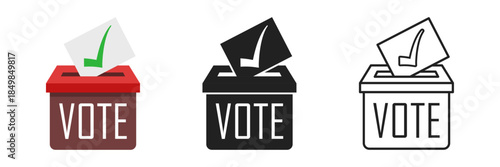 Vote box icons set collection in flat style. Ballot candidate vector illustration on isolated background. Political election sign business concept.