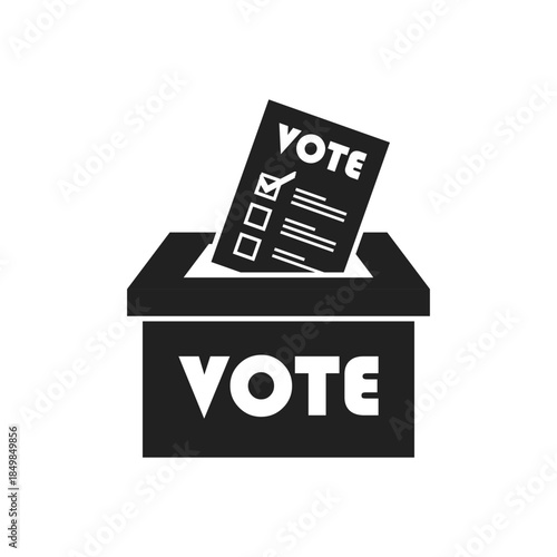 Vote box icon in flat style. Ballot candidate vector illustration on isolated background. Political election sign business concept.