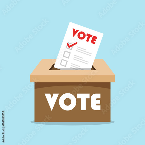 Vote box icon in flat style. Ballot candidate vector illustration on isolated background. Political election sign business concept.