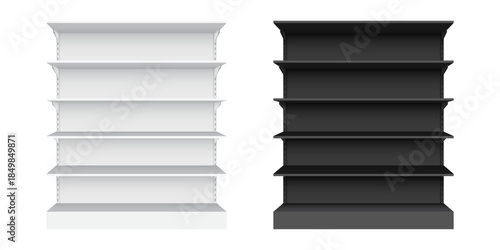 Shelf mockup icon in realistic style. Supermarket product display vector illustration on isolated background. Empty stand display sign business concept.