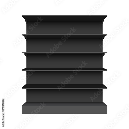 Shelf mockup icon in realistic style. Supermarket product display vector illustration on isolated background. Empty stand display sign business concept.