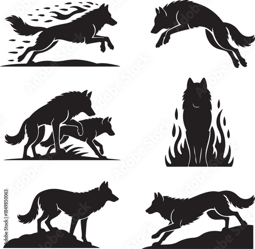 Majestic Wolf Silhouette Vector Illustration – Wild Animal Logo Design