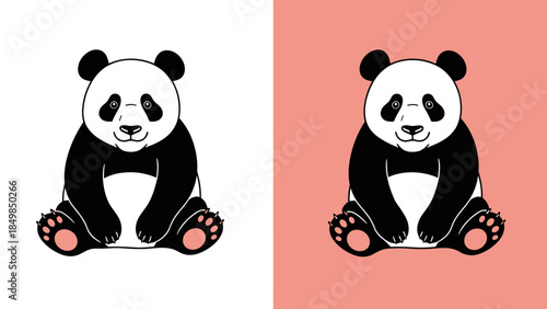Cartoon Panda Bear Illustration Sitting Position.