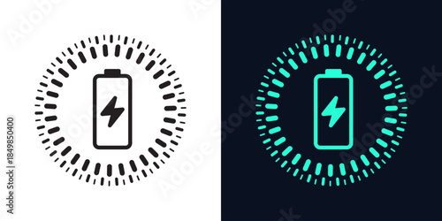 Battery charge icon in flat style. Accumulator recharge vector illustration on isolated background. Electrical power sign business concept.