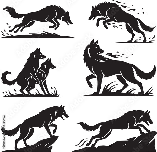 Majestic Wolf Silhouette Vector Illustration – Wild Animal Logo Design