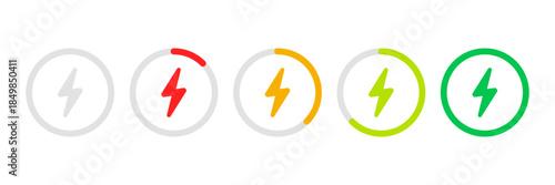 Battery charge icons set collection in flat style. Accumulator recharge vector illustration on isolated background. Electrical power sign business concept.