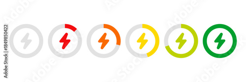 Battery charge icons set collection in flat style. Accumulator recharge vector illustration on isolated background. Electrical power sign business concept.