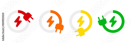 Battery charge icons set collection in flat style. Accumulator recharge vector illustration on isolated background. Electrical power sign business concept.