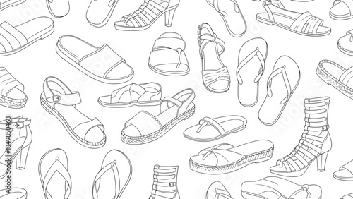 Collection of Hand Drawn Womens Shoes.