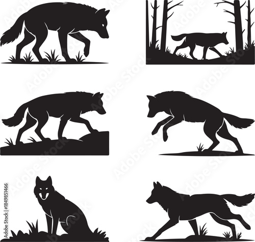 Majestic Wolf Silhouette Vector Illustration – Wild Animal Logo Design