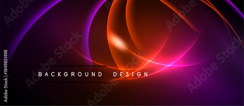 Abstract vibrant design features flowing curves, gradients. Dark background emphasizes bright pink, orange hues. Text reads background design.