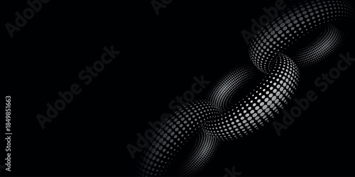 Black abstract background with dynamic white spiral shapes. Futuristic technology template for cover, brochure, banner, and website. Vector illustration EPS. 4