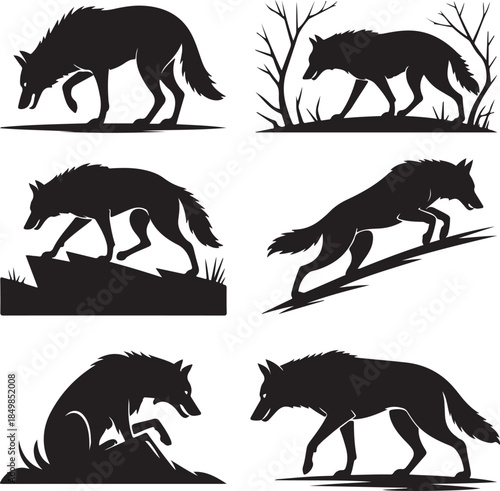 Majestic Wolf Silhouette Vector Illustration – Wild Animal Logo Design