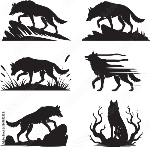 Majestic Wolf Silhouette Vector Illustration – Wild Animal Logo Design