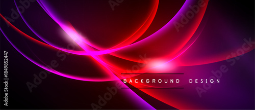 Dynamic abstract waves, vibrant magenta, red hues. Smooth curves create modern background design. Light flares add visual interest.