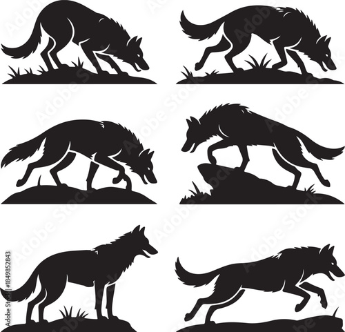 Majestic Wolf Silhouette Vector Illustration – Wild Animal Logo Design