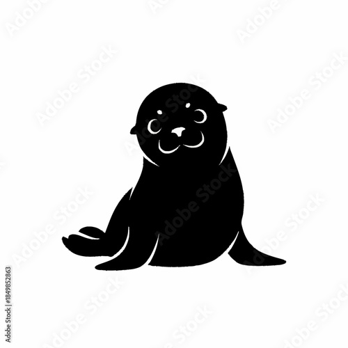 Adorable baby seal pup with a happy expression.