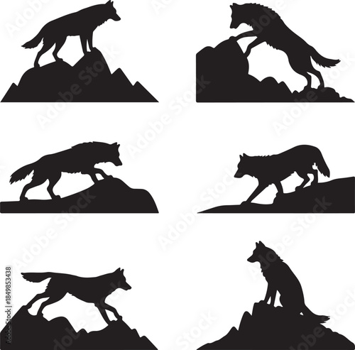 Majestic Wolf Silhouette Vector Illustration – Wild Animal Logo Design