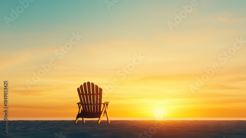 Cozy Chair by the Beach at Sunset, Tranquil Escape into Nature's Beauty