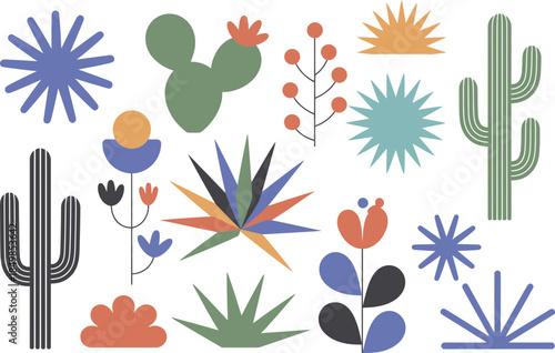 Desert Plants and Flowers Illustration