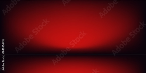 Empty stage glowing red color light on black background. Space for selling products on the website. Empty room with spotlight effect. Vector illustration
