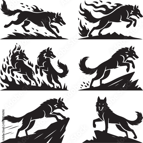 Majestic Wolf Silhouette Vector Illustration – Wild Animal Logo Design