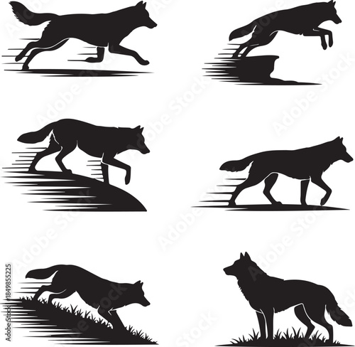 Majestic Wolf Silhouette Vector Illustration – Wild Animal Logo Design