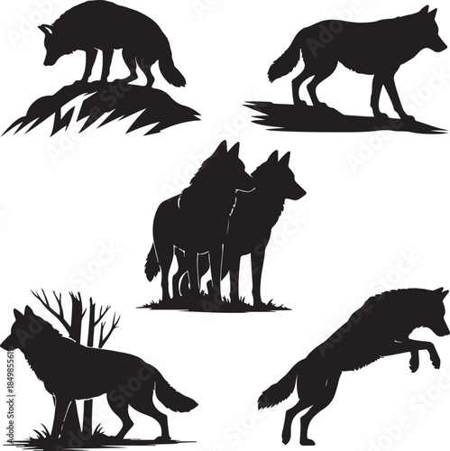 Majestic Wolf Silhouette Vector Illustration – Wild Animal Logo Design