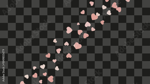 Scattering of small pink hearts confetti element, romantic blush tone shapes, vector design illustration, Valentine's Day overlay graphic