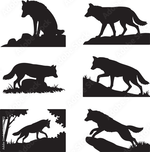 Majestic Wolf Silhouette Vector Illustration – Wild Animal Logo Design