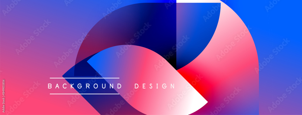 Fototapeta premium Abstract gradient shapes overlap. Vibrant pinks, blues, purples create dynamic visual effect. Text reads background design. Modern aesthetic.