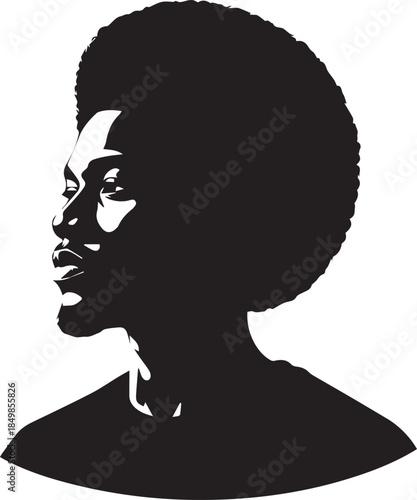 Stylized silhouette portrait of a black man with a large afro
