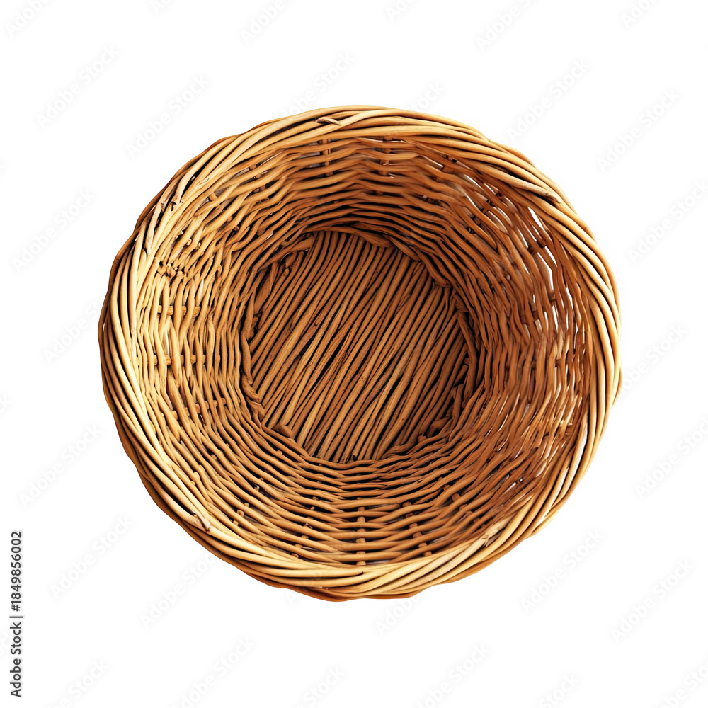 Fototapeta premium Empty wicker basket on black background