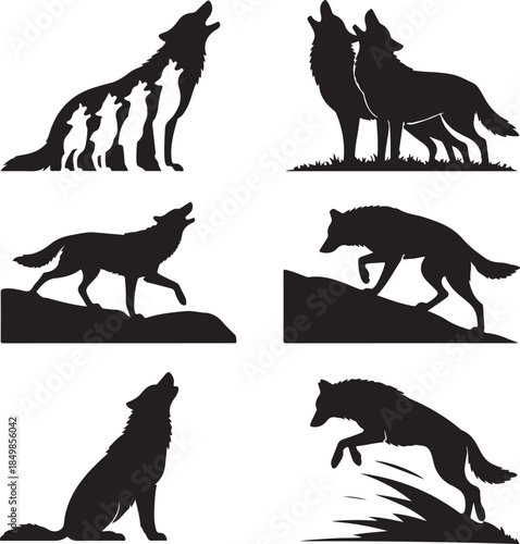 Majestic Wolf Silhouette Vector Illustration – Wild Animal Logo Design