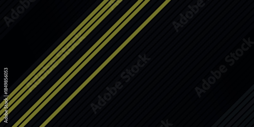 Black abstract background with luxurious and elegant gray stripes pattern. Premium horizontal yellow stripes texture for cover, brochure, banner, certificate, presentation, and website. EPS. 5