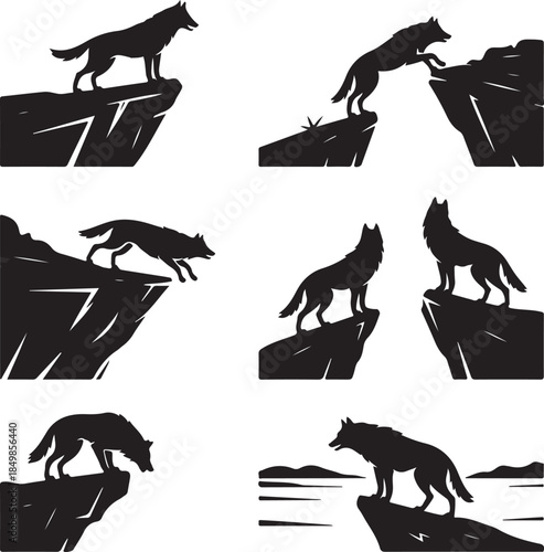 Majestic Wolf Silhouette Vector Illustration – Wild Animal Logo Design
