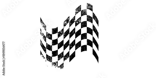 Racing flag grunge design of vector car race sport, auto rally and motocross.