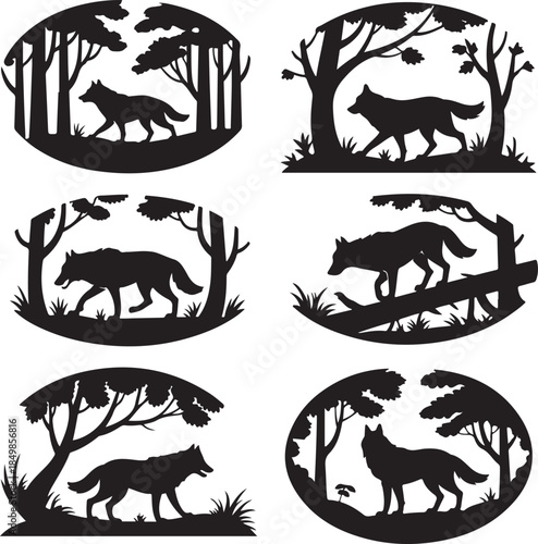 Majestic Wolf Silhouette Vector Illustration – Wild Animal Logo Design