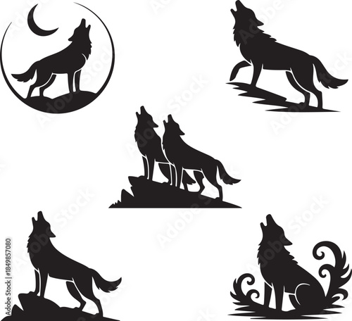 Majestic Wolf Silhouette Vector Illustration – Wild Animal Logo Design