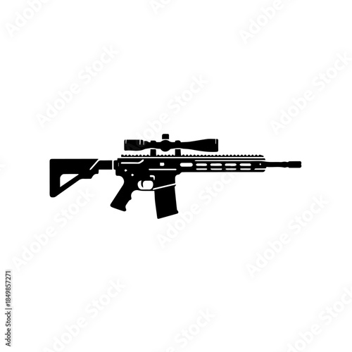 "Tactical Sniper Rifle Vector - Military Long-Range Gun Illustration"