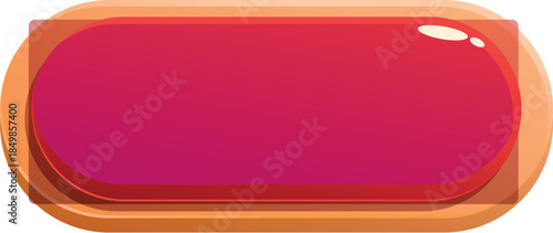 Rectangular rounded glossy button with orange border, ideal for casual mobile games