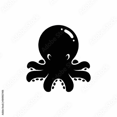 Cute cartoon octopus with big eyes and eight arms.
