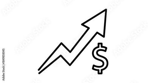 Income outline icon featuring upward arrow and dollar sign representing financial growth